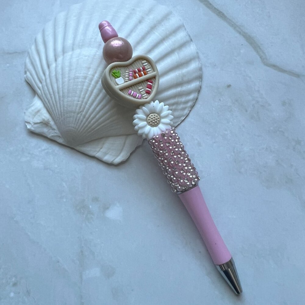 Bookshelf Heart - Book Lover Pen - Rhinestone Sparkly Teacher Gift - Book Themed